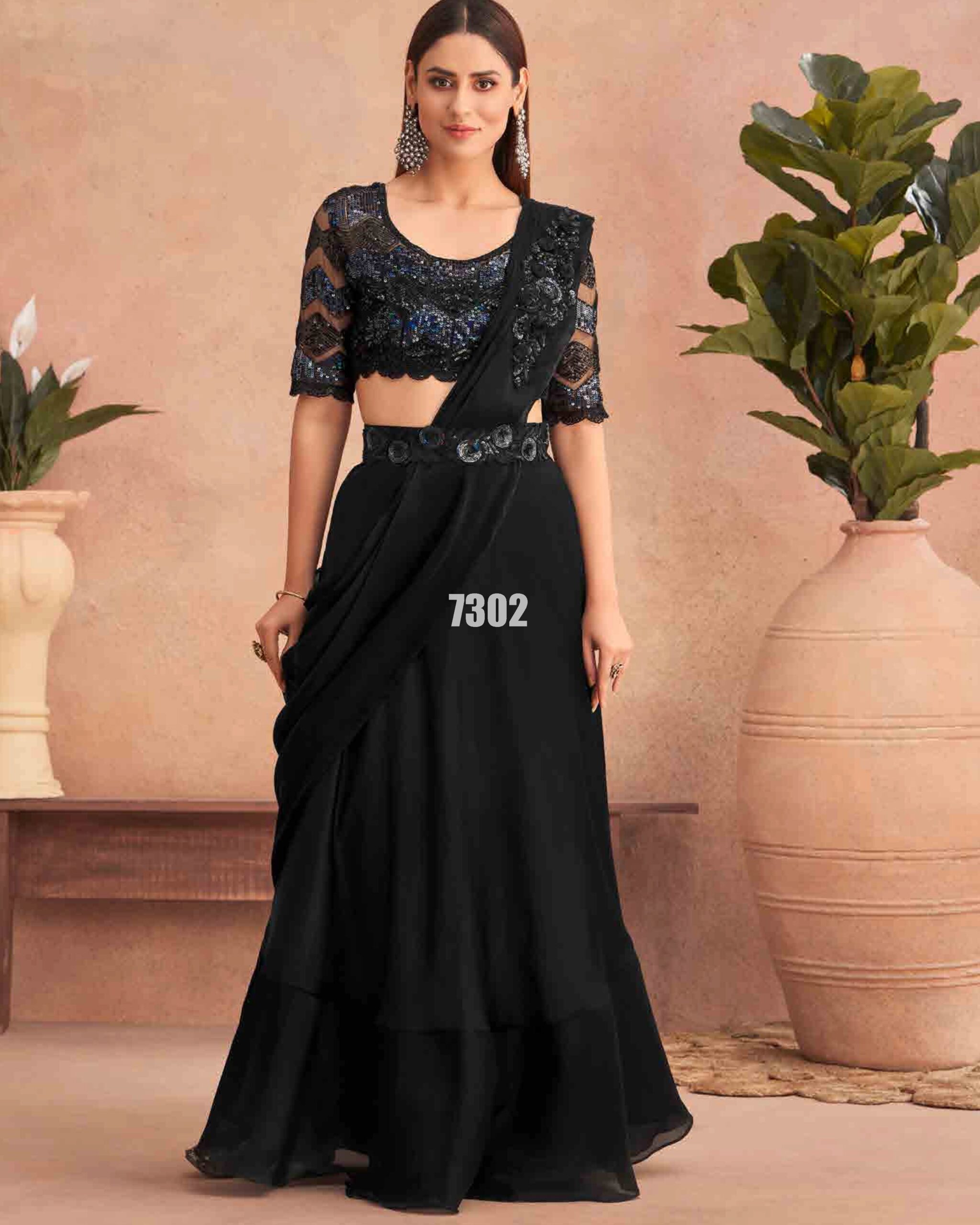 Ready To Wear Partywear Embroidery Saree With Blouse Collection