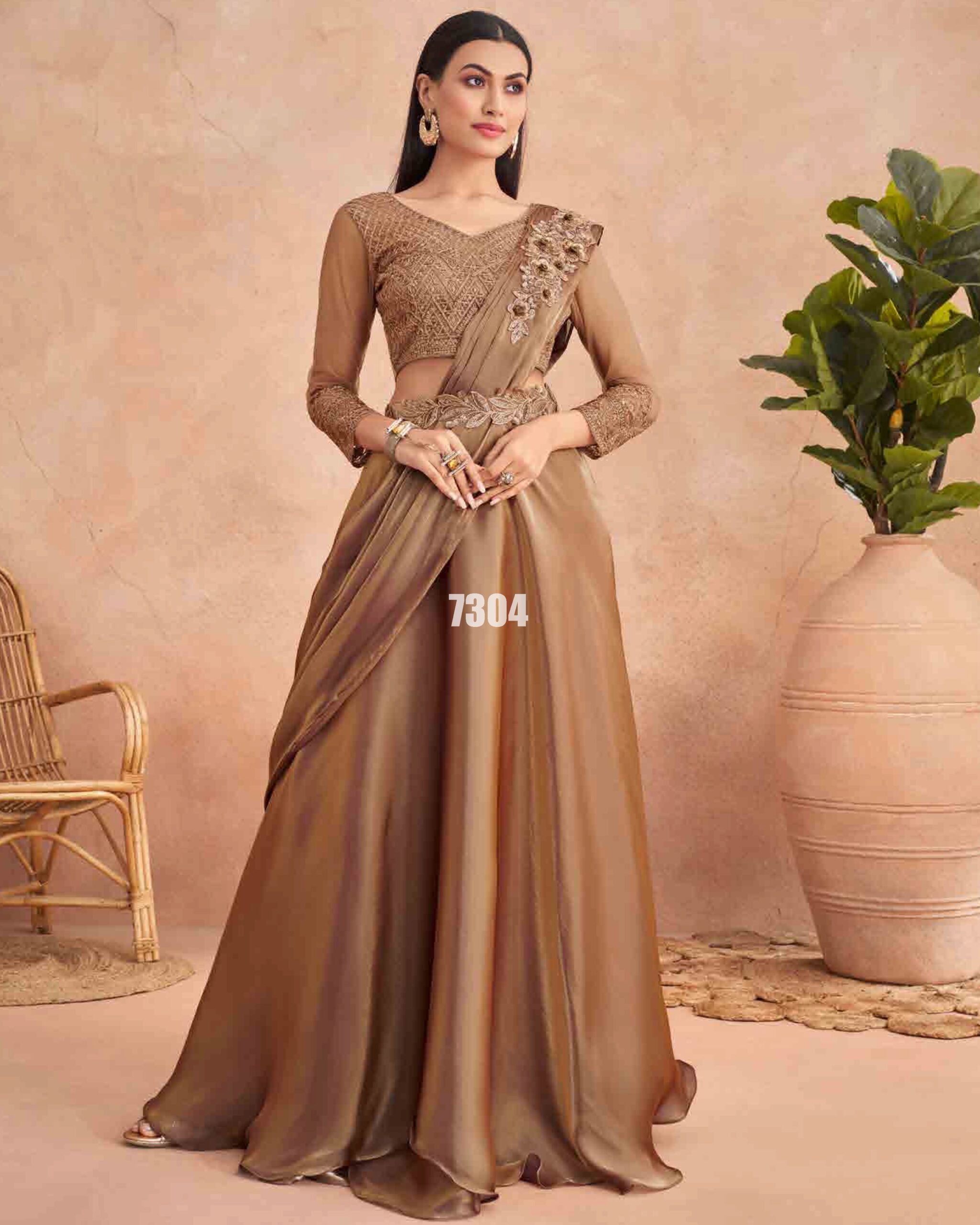 Ready To Wear Partywear Embroidery Saree With Blouse Collection