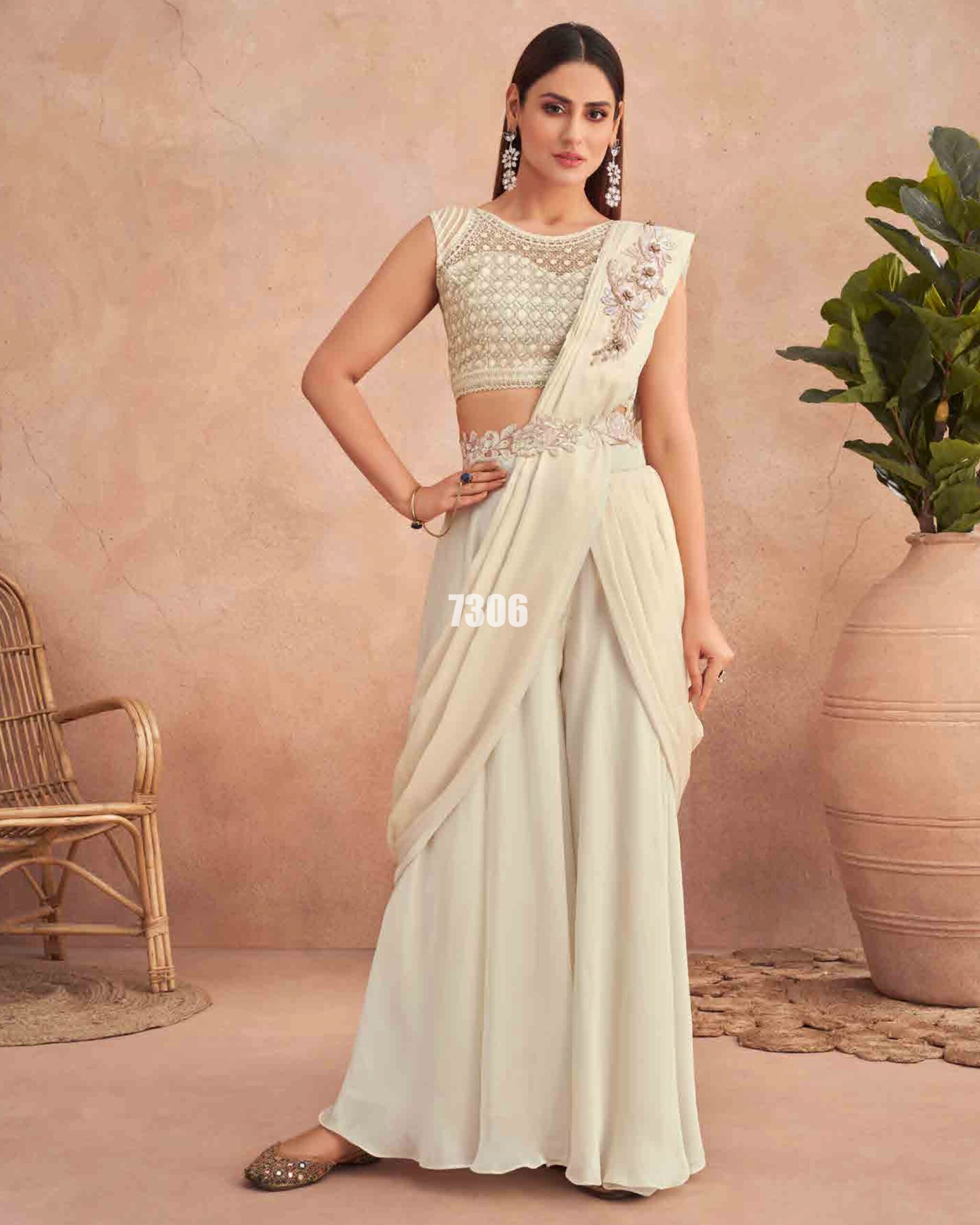 Ready To Wear Partywear Embroidery Saree With Blouse Collection