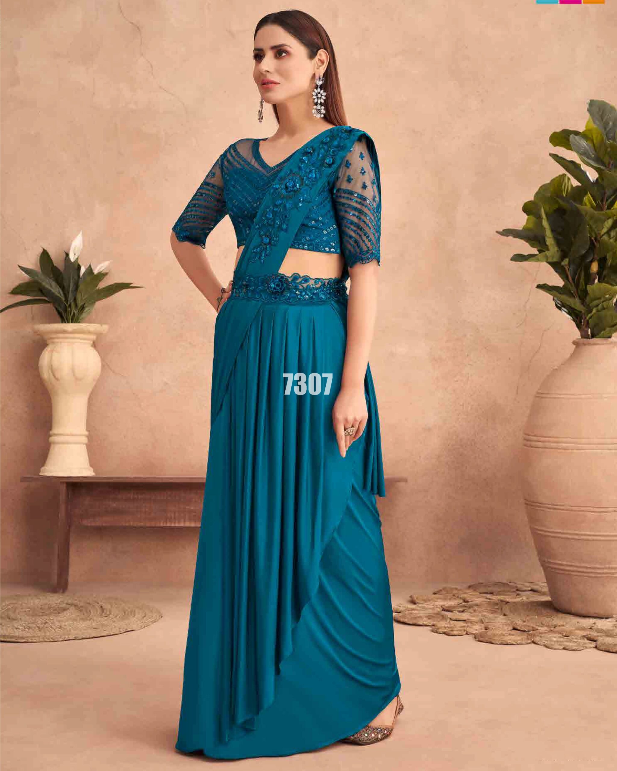 Ready To Wear Partywear Embroidery Saree With Blouse Collection