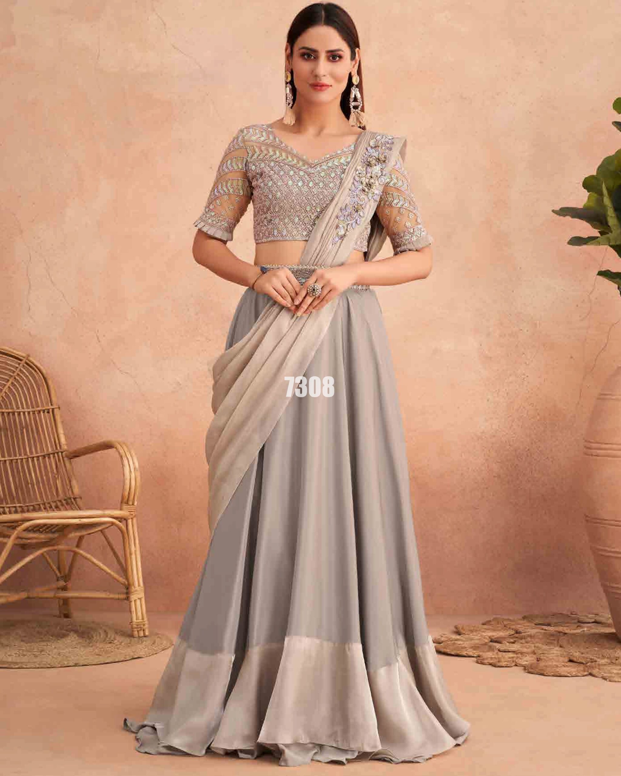 Ready To Wear Partywear Embroidery Saree With Blouse Collection