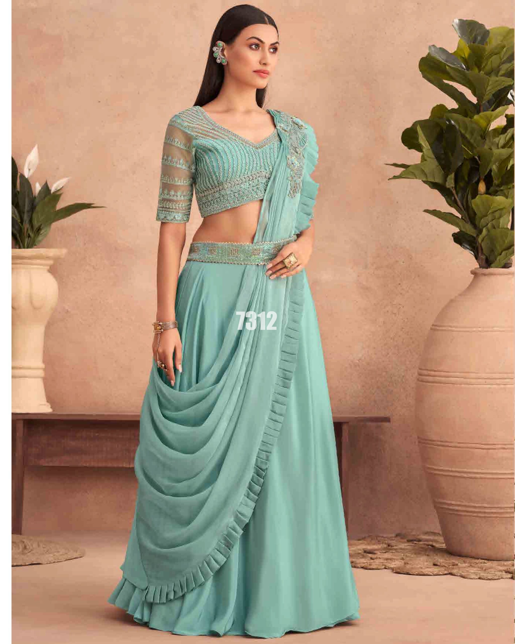 Ready To Wear Partywear Embroidery Saree With Blouse Collection