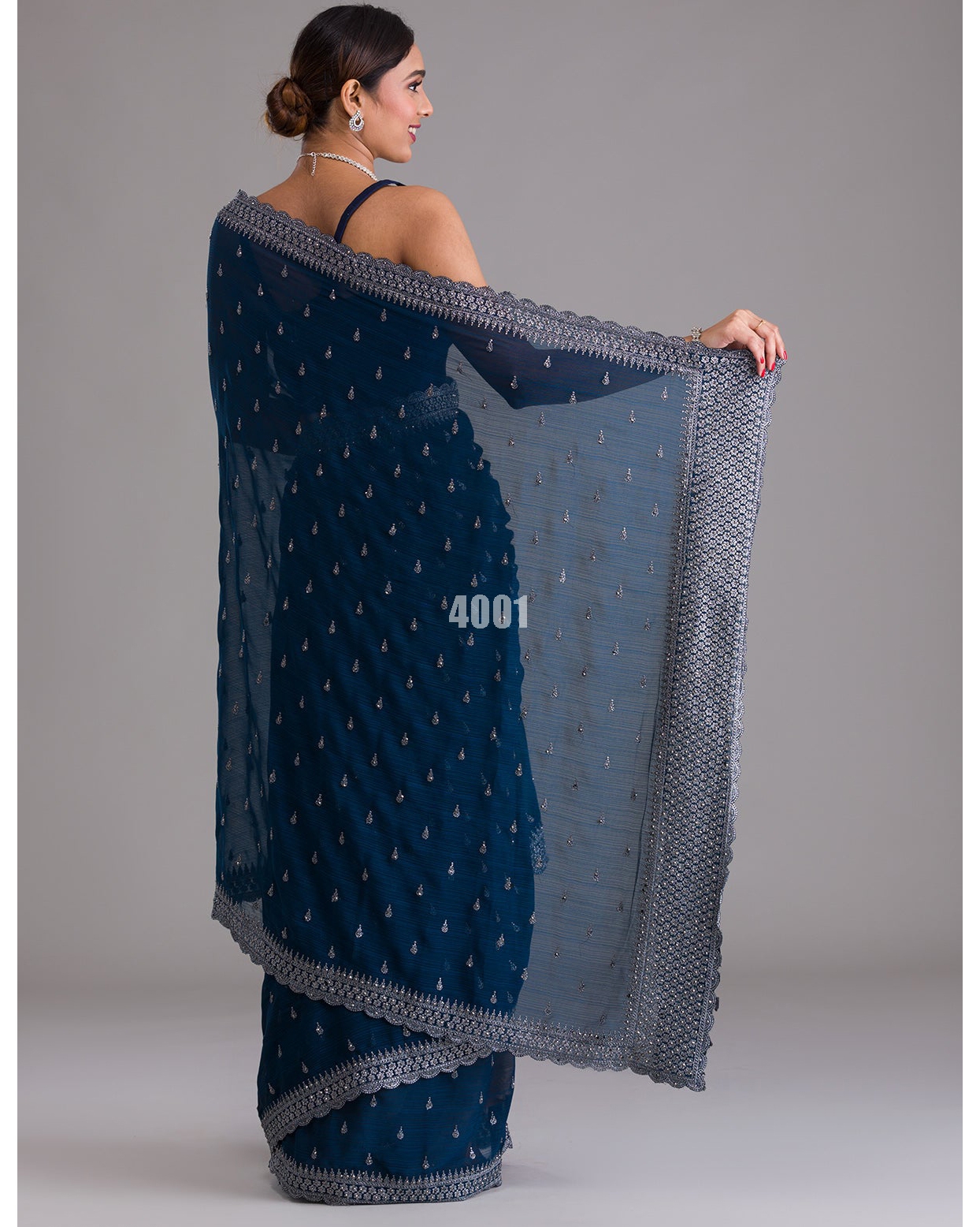 Festival Wear Un Stitched Chinon Art Silk Saree With Blouse