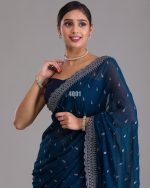 Festival Wear Un Stitched Chinon Art Silk Saree With Blouse