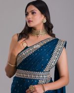 Festival Wear Un Stitched Chinon Art Silk Saree With Blouse