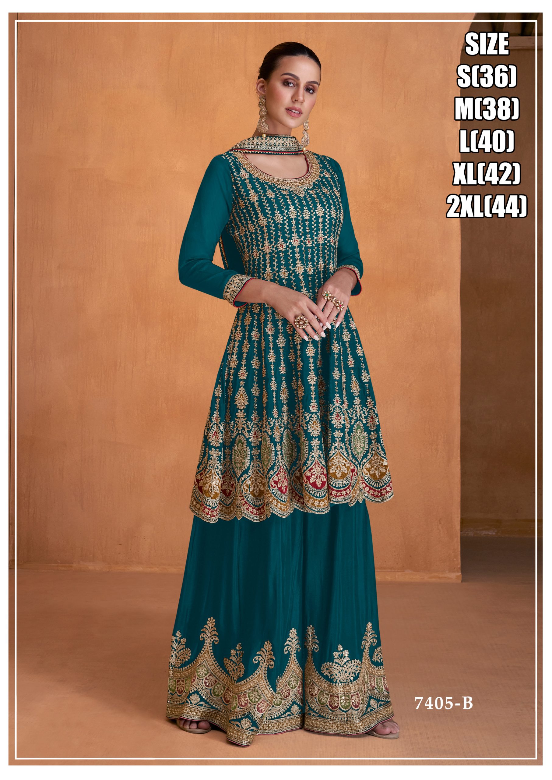 Women's Ready To Wear Real Chinon Embrodiery Salwar Suit