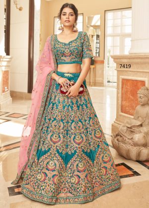 Art Silk Semi Stitched Embrodiery Lehenga Choli