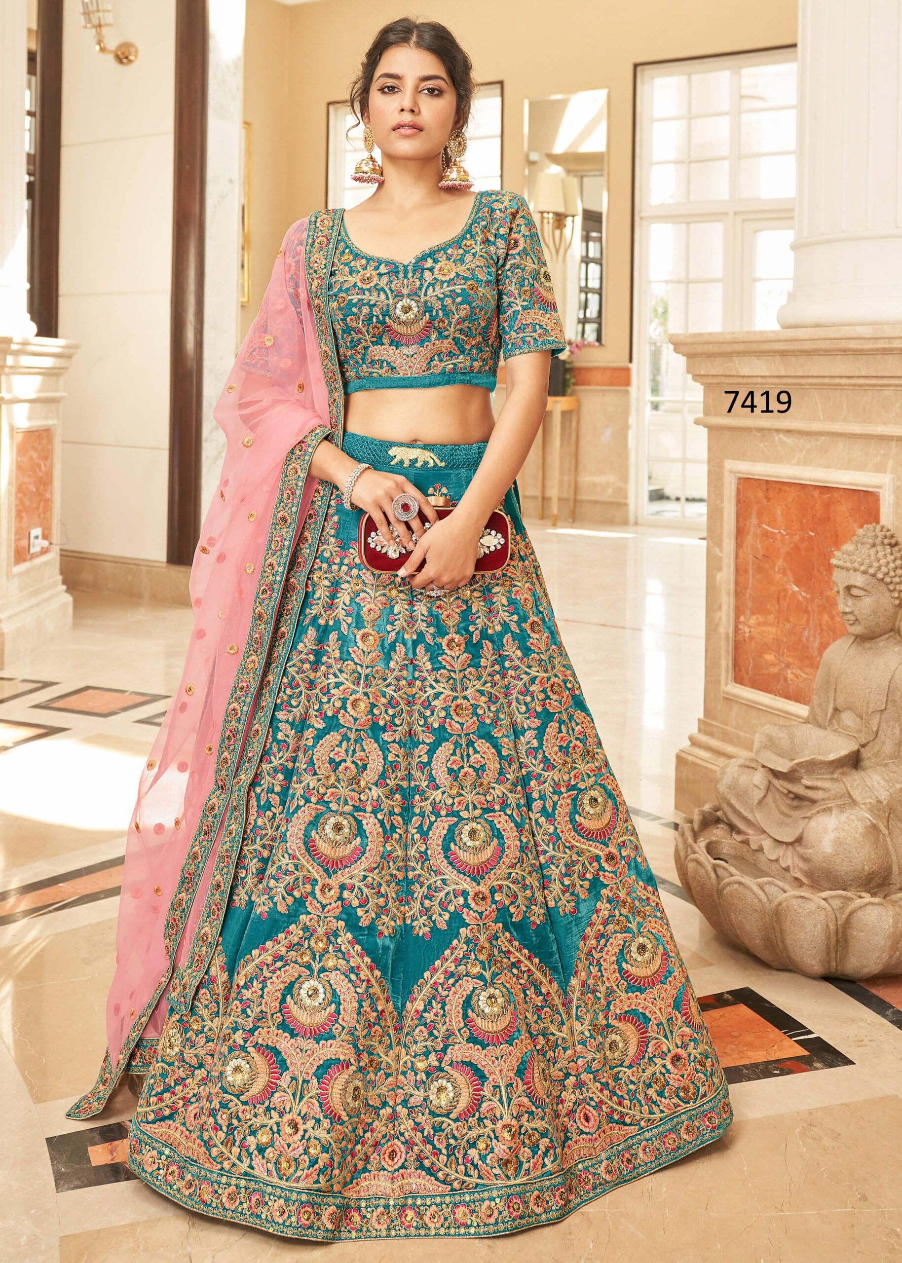 Art Silk Semi Stitched Embrodiery Lehenga Choli