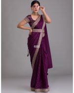 Festival Wear Un Stitched Chinon Art Silk Saree With Blouse
