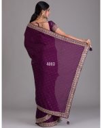 Festival Wear Un Stitched Chinon Art Silk Saree With Blouse