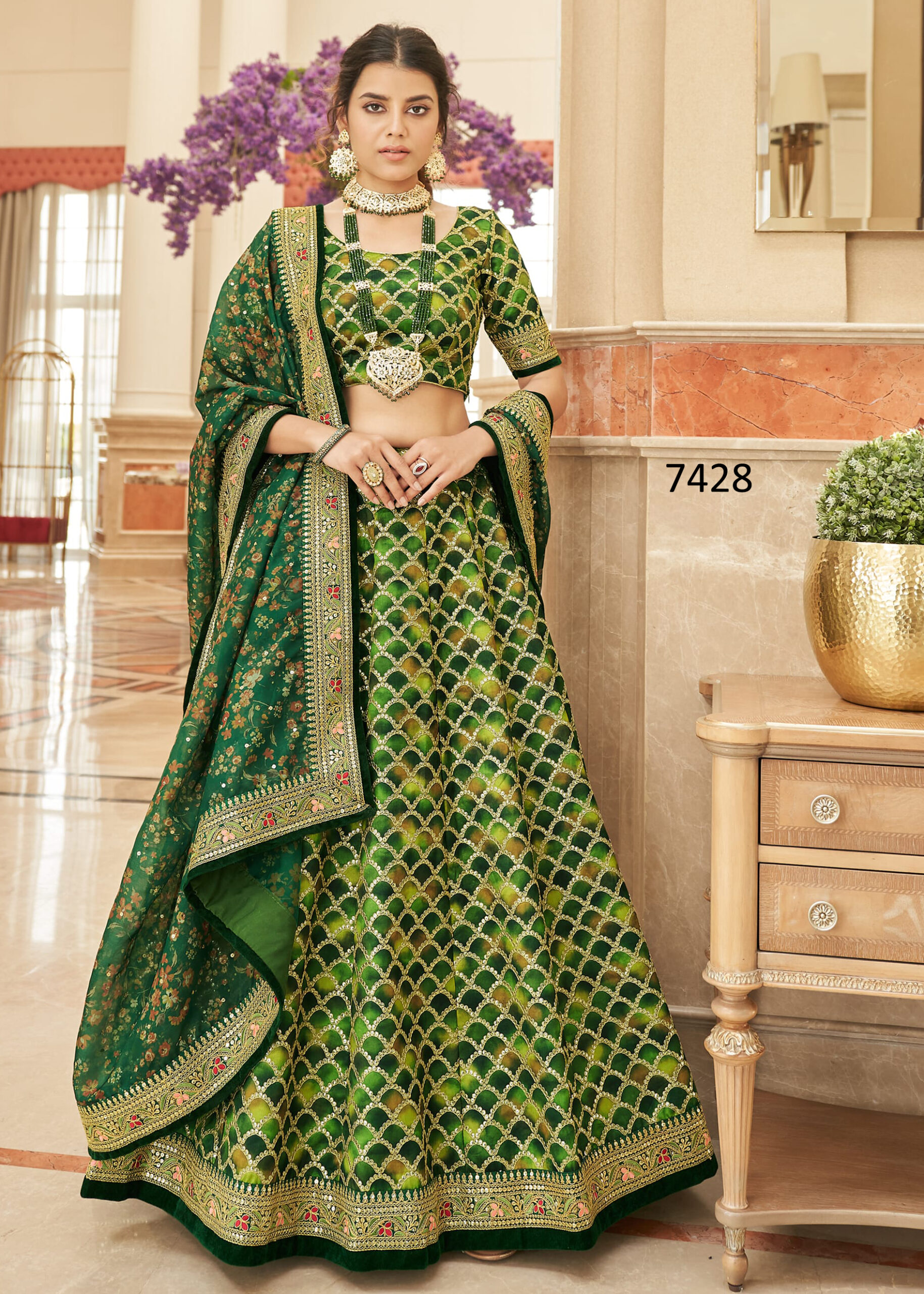 Art Silk Semi Stitched Embrodiery Lehenga Choli