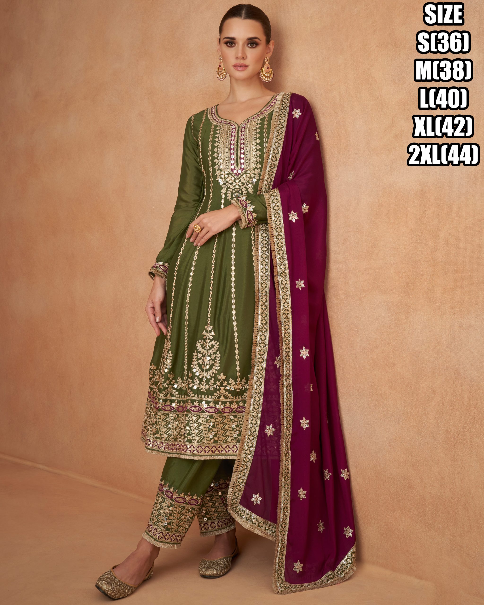 Women's Ready To Wear Premium Chinon Embroidery Anarkali Style Salwar Suit