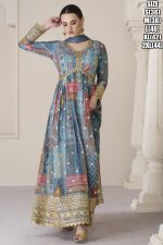 Elegant Eid-ready Premium Organza Silk Readymade Dress With Exquisite Embroidery Shop Now For A Stunning Multi-colored Ensemble