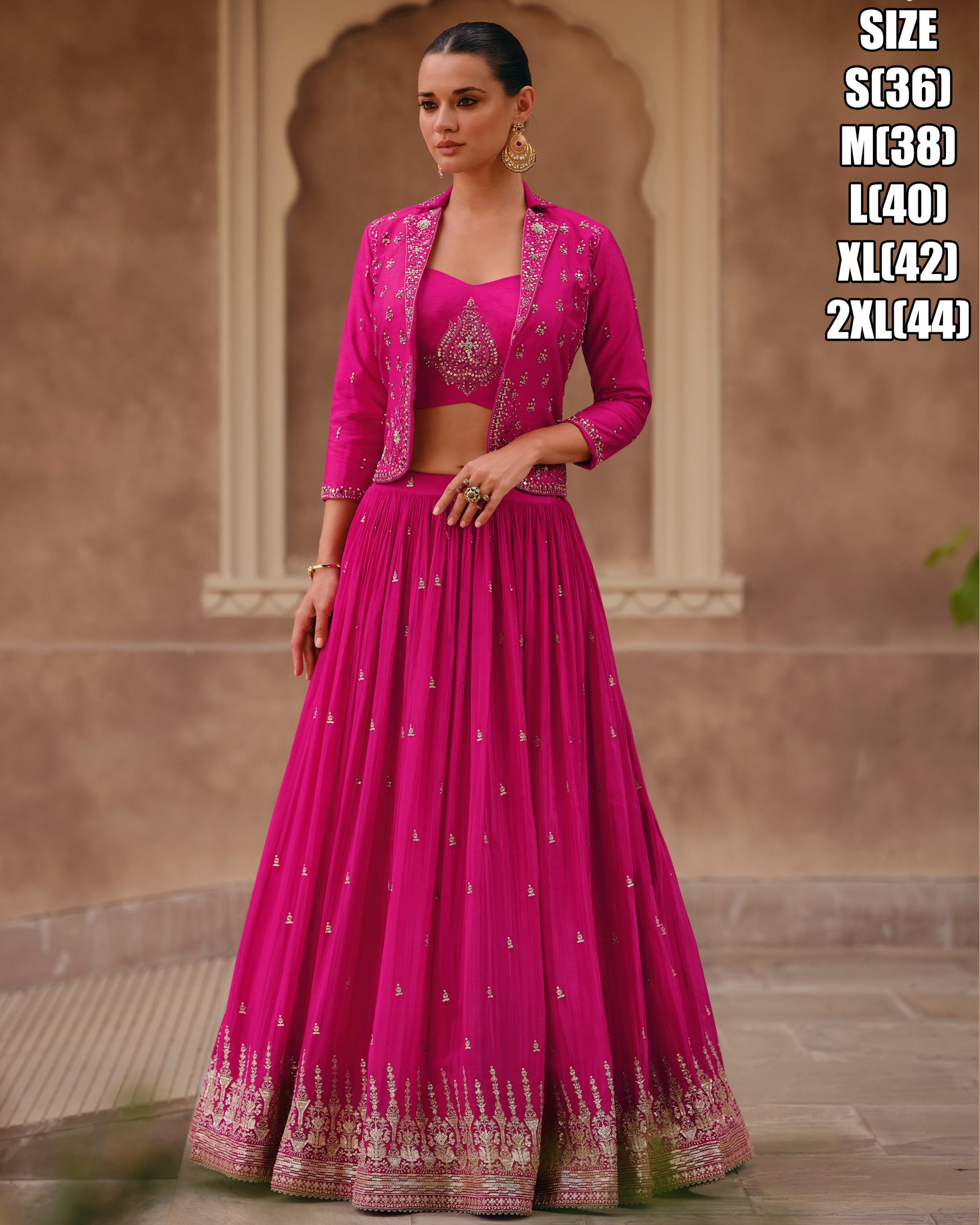 Women's Ready To Wear Premium Chinon Embroidery Partywear Lehenga