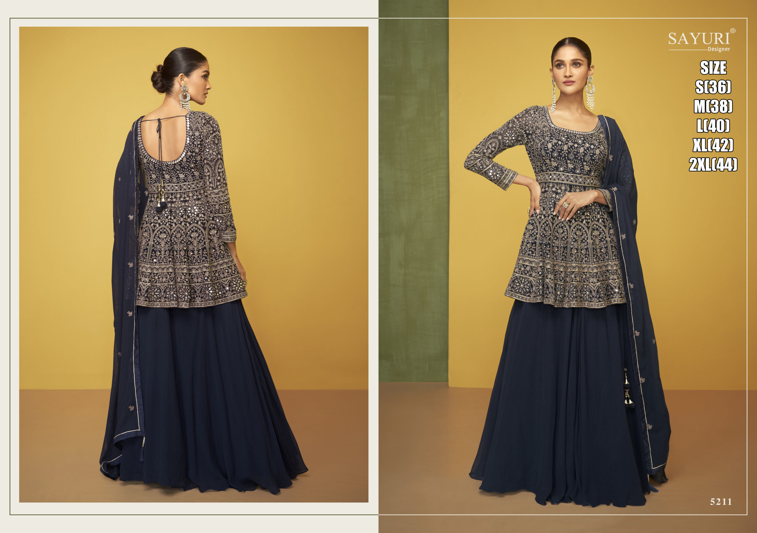 Sayuri Petals Gold Georgette Designer Salwar Suit Collection