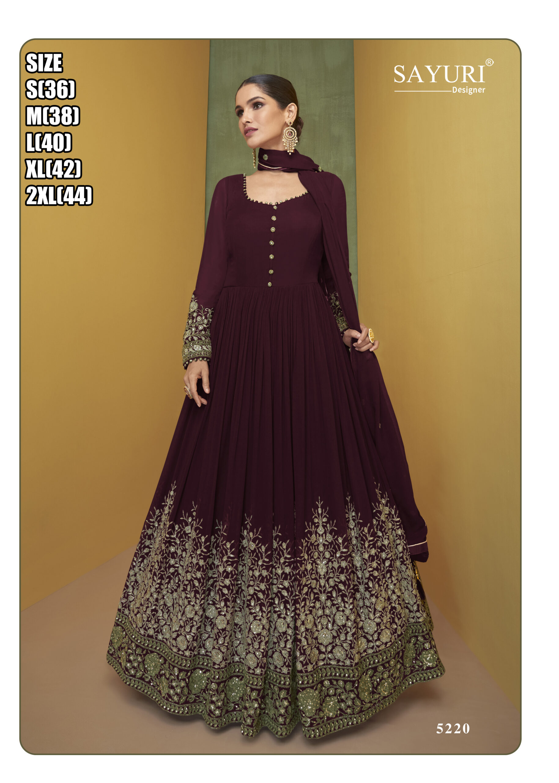 Sayuri Designer Present Alizeh 5220 Colour Designer Embroidered Gown Collection