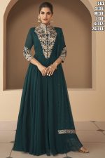 Readymade Real Georgette Partywear Embroidered Anarkali Gown