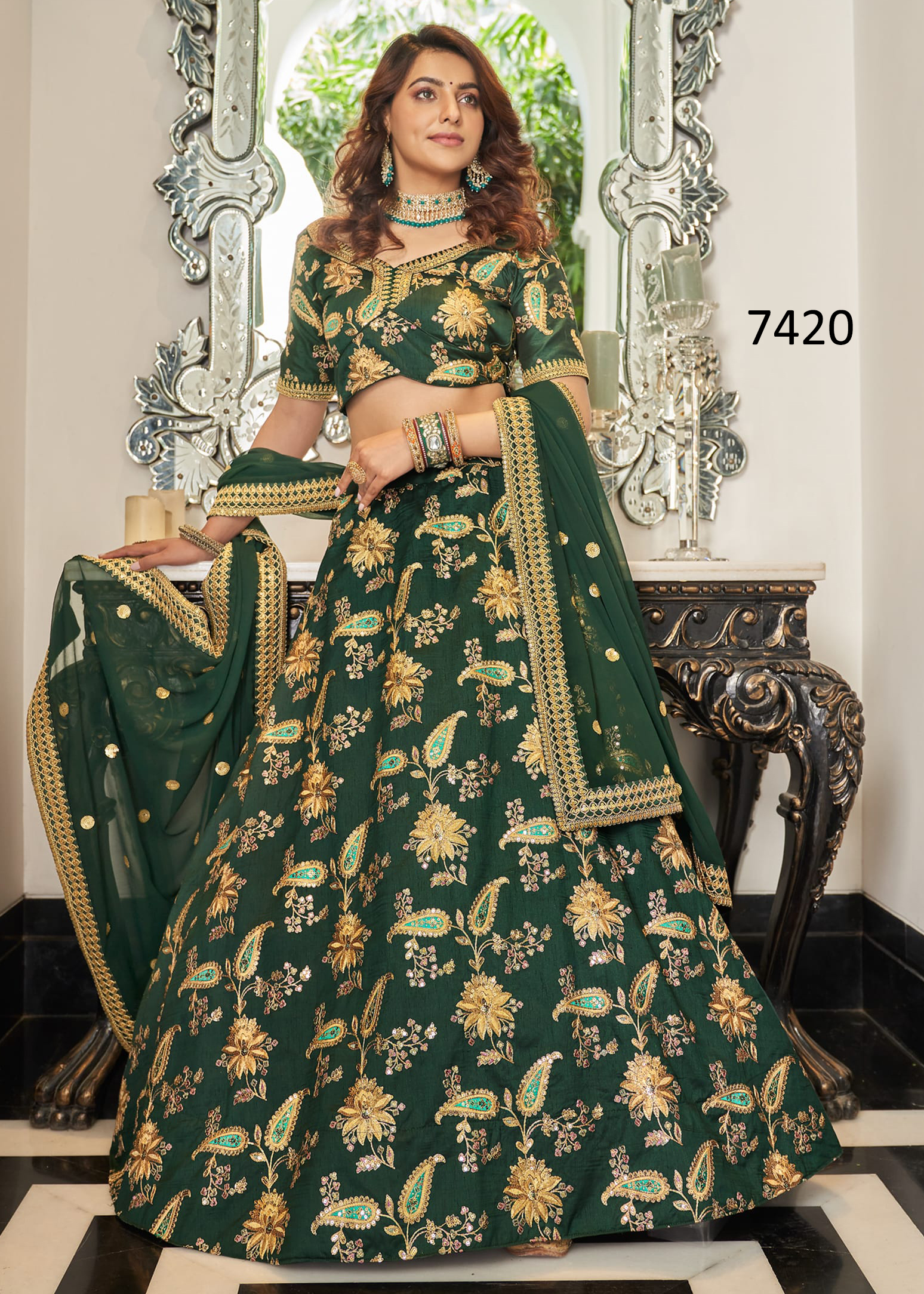 Art Silk Semi Stitched Embrodiery Lehenga Choli