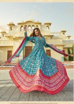 Designer Partywear Heavy Cherry Silk Stitched Gown With Dupatta