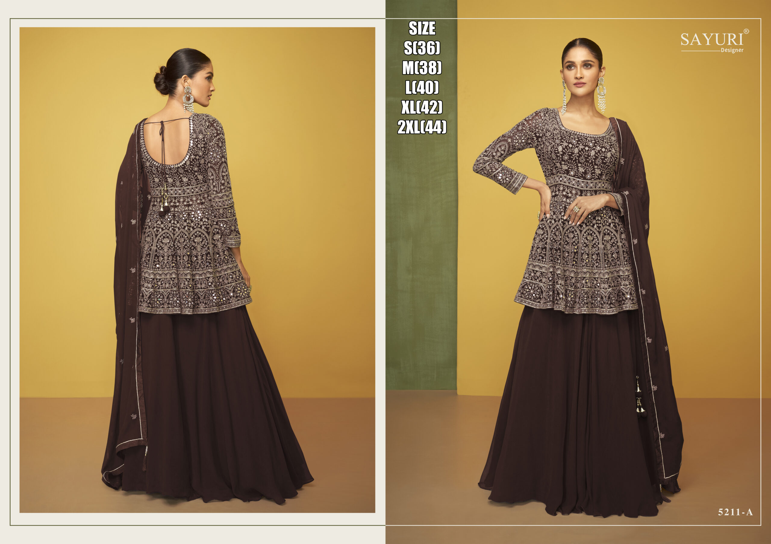 Sayuri Petals Gold Georgette Designer Salwar Suit Collection