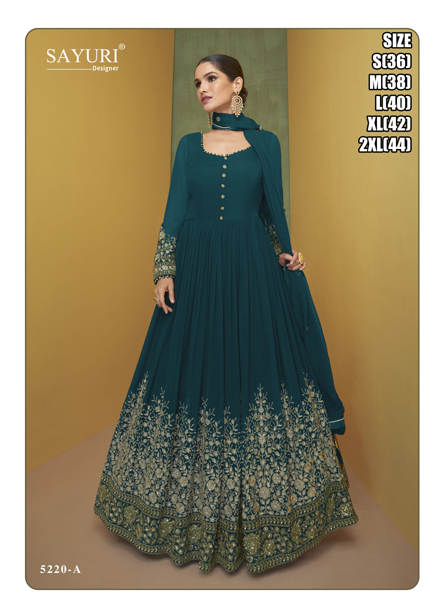 Sayuri Designer Present Alizeh 5220 Colour Designer Embroidered Gown Collection
