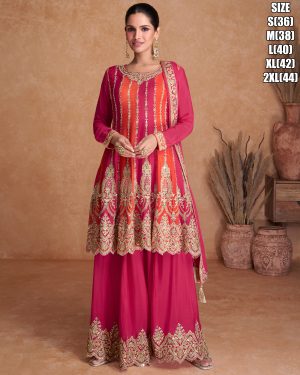 Gulkayra Present Ketki Stitched Real Chinon Embroidery Sharara Salwar Suits