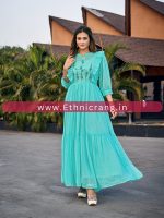 Readymade Embrodiery Chiffon Marbel Flared Gown