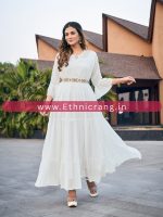 Readymade Embrodiery Chiffon Marbel Flared Gown