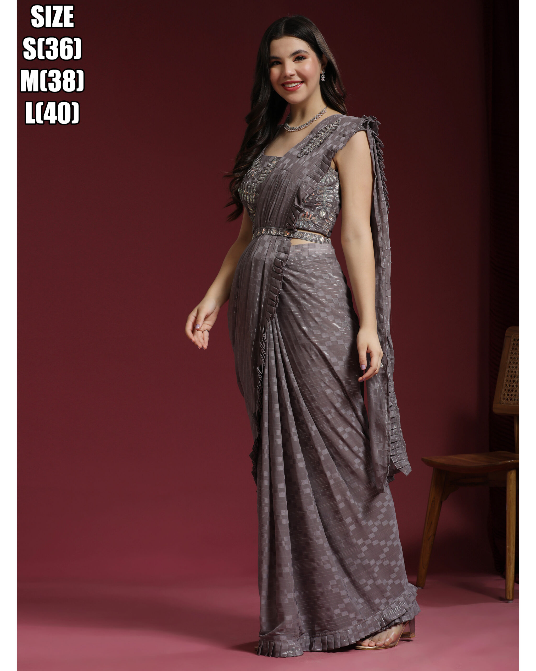 Presenting Party Wear Designer Ready To Wear Saree With Blouse