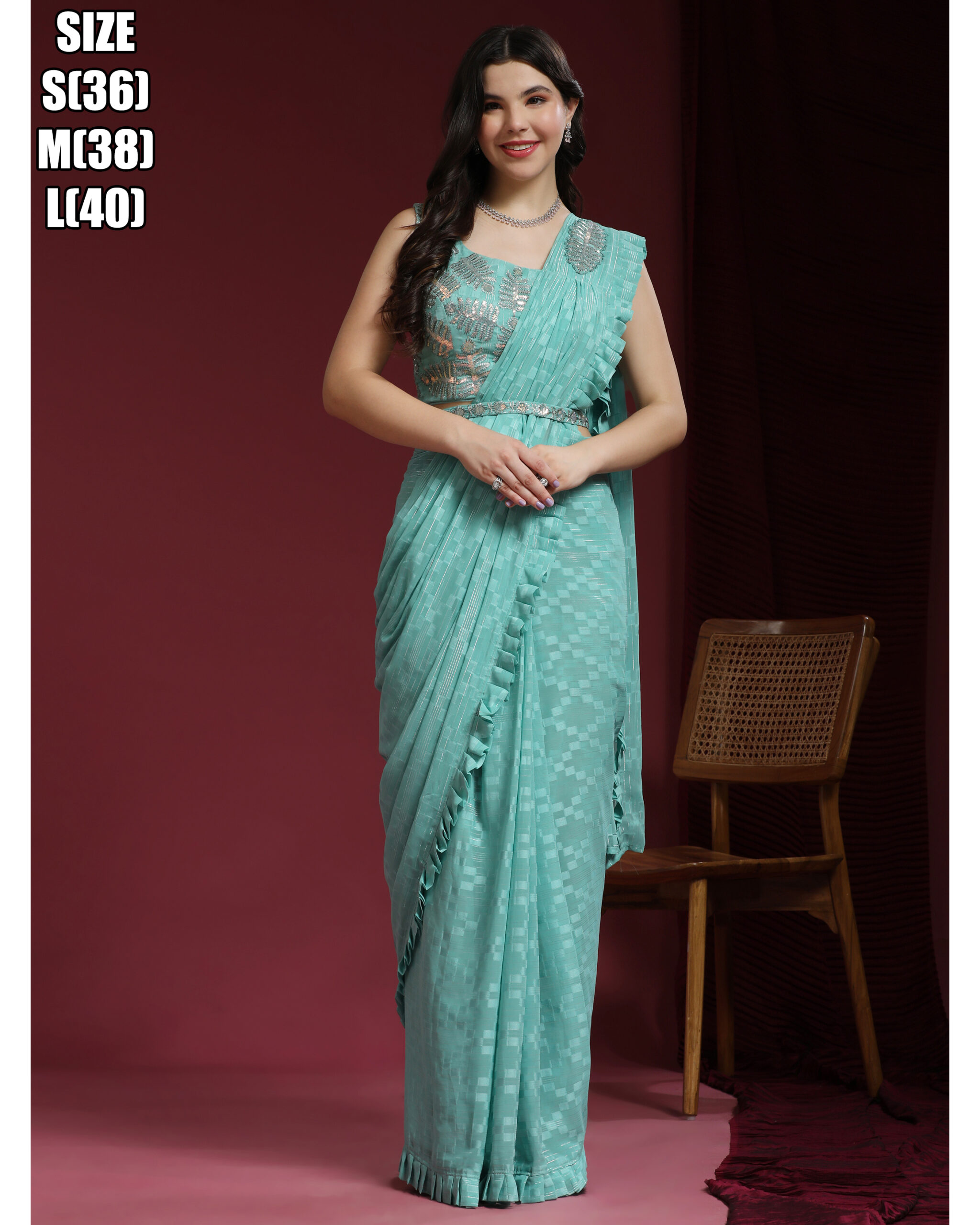 Presenting Party Wear Designer Ready To Wear Saree With Blouse