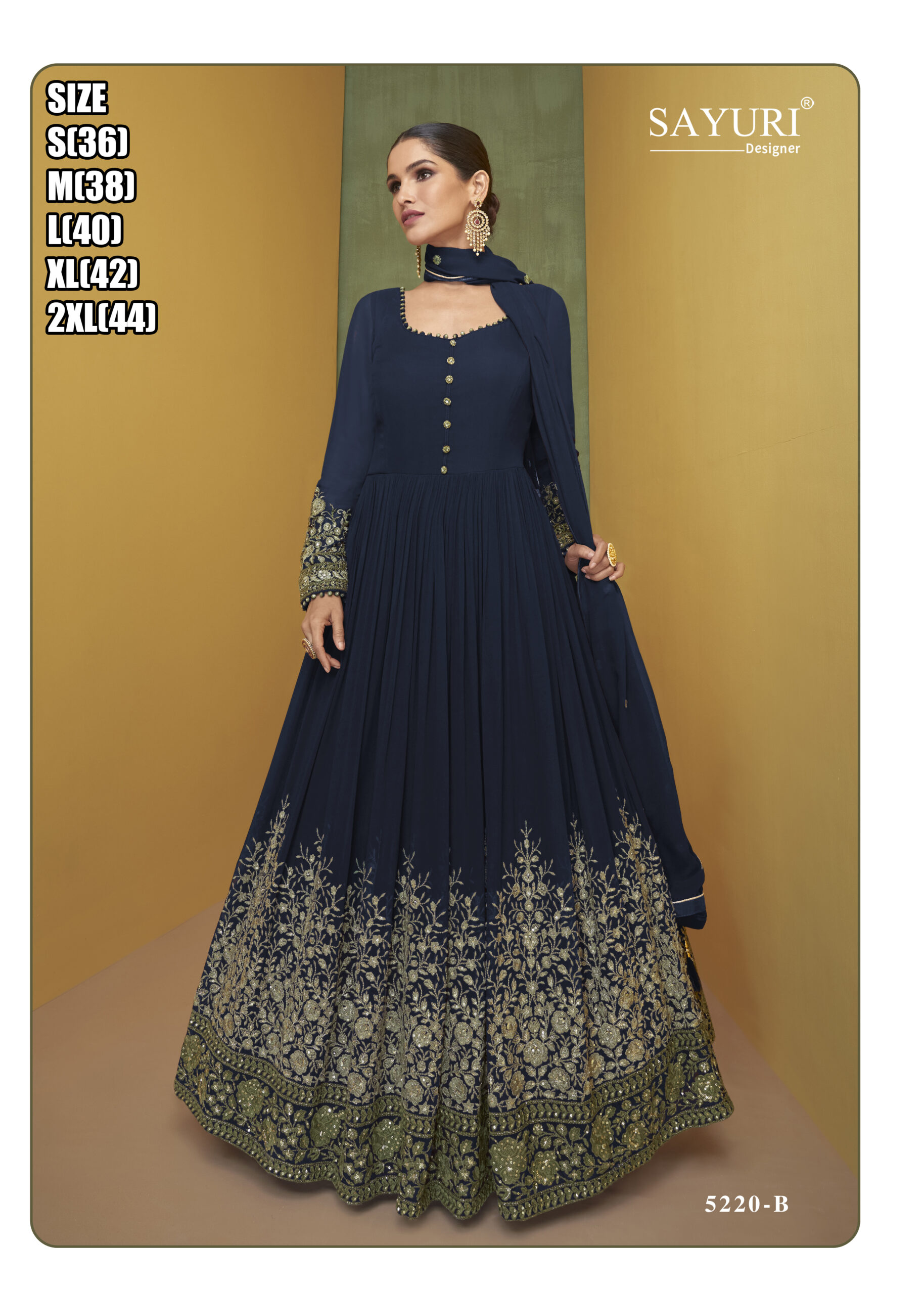 Sayuri Designer Present Alizeh 5220 Colour Designer Embroidered Gown Collection