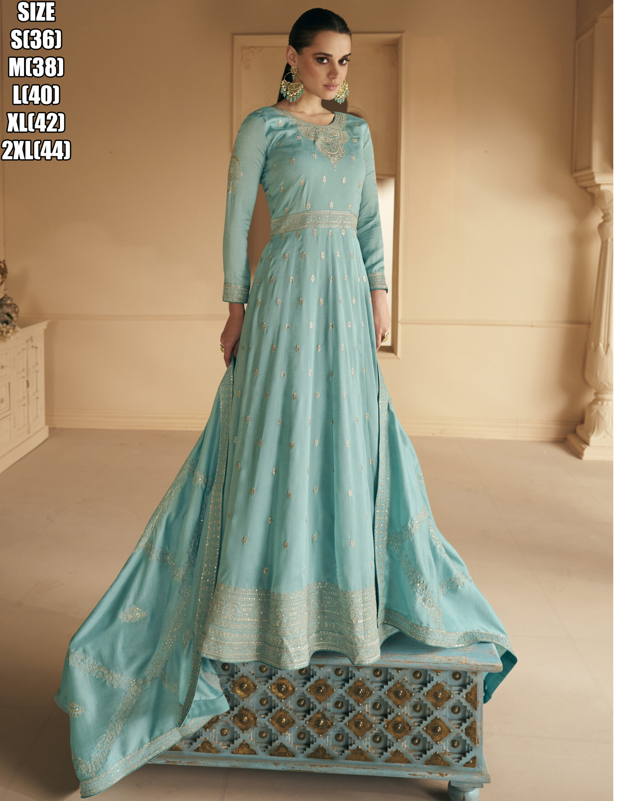 Premium Silk Readymade Top with Heavy Embroidery Complete your Look with a Stunning Dupatta