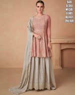 Women's Premium Chinon Embroidery Stitched Sharara Suit