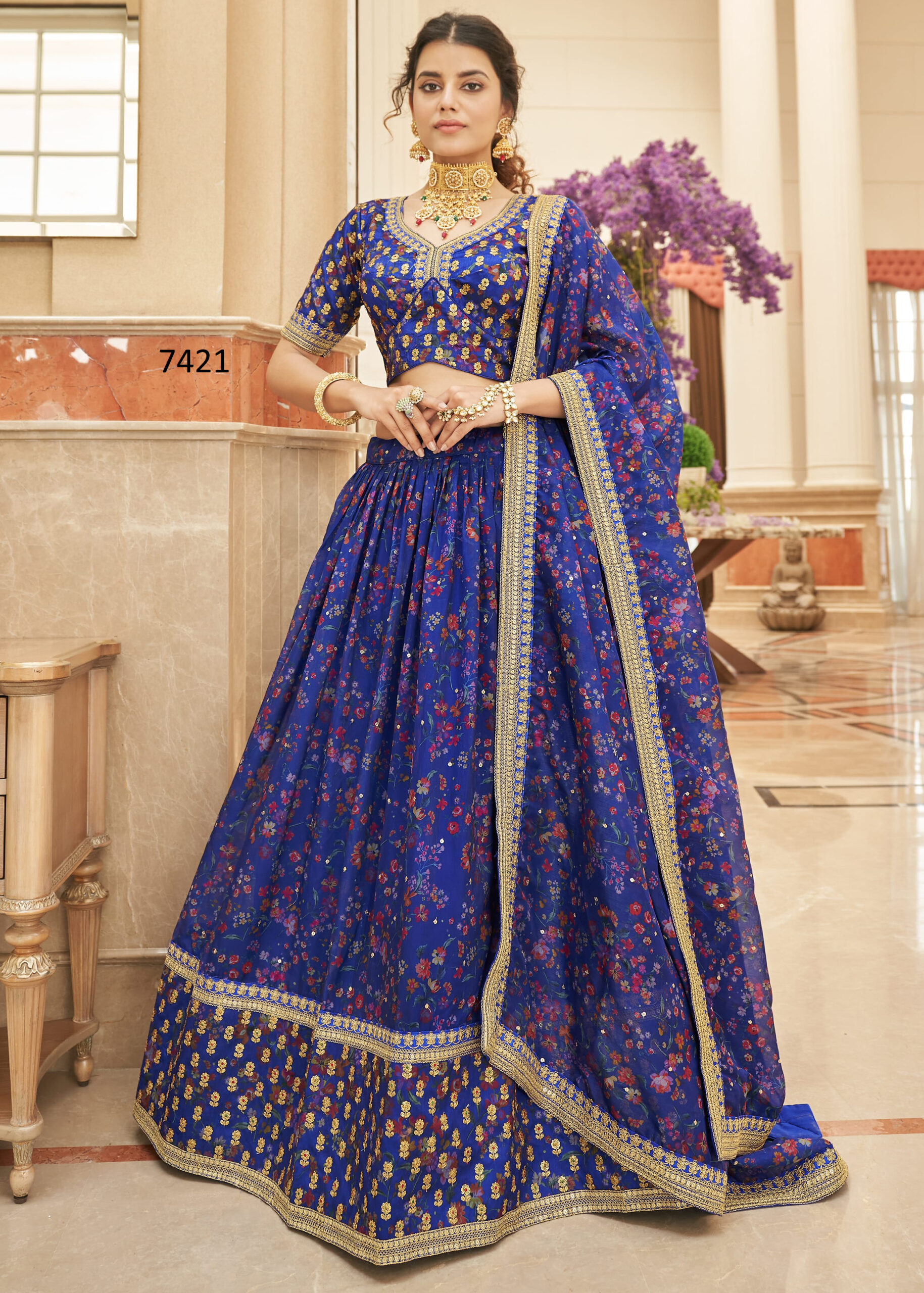 Art Silk Semi Stitched Embrodiery Lehenga Choli