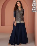 Women's Ready To Wear Real Georgette Embroidery Top With Plazzo With Dupatta