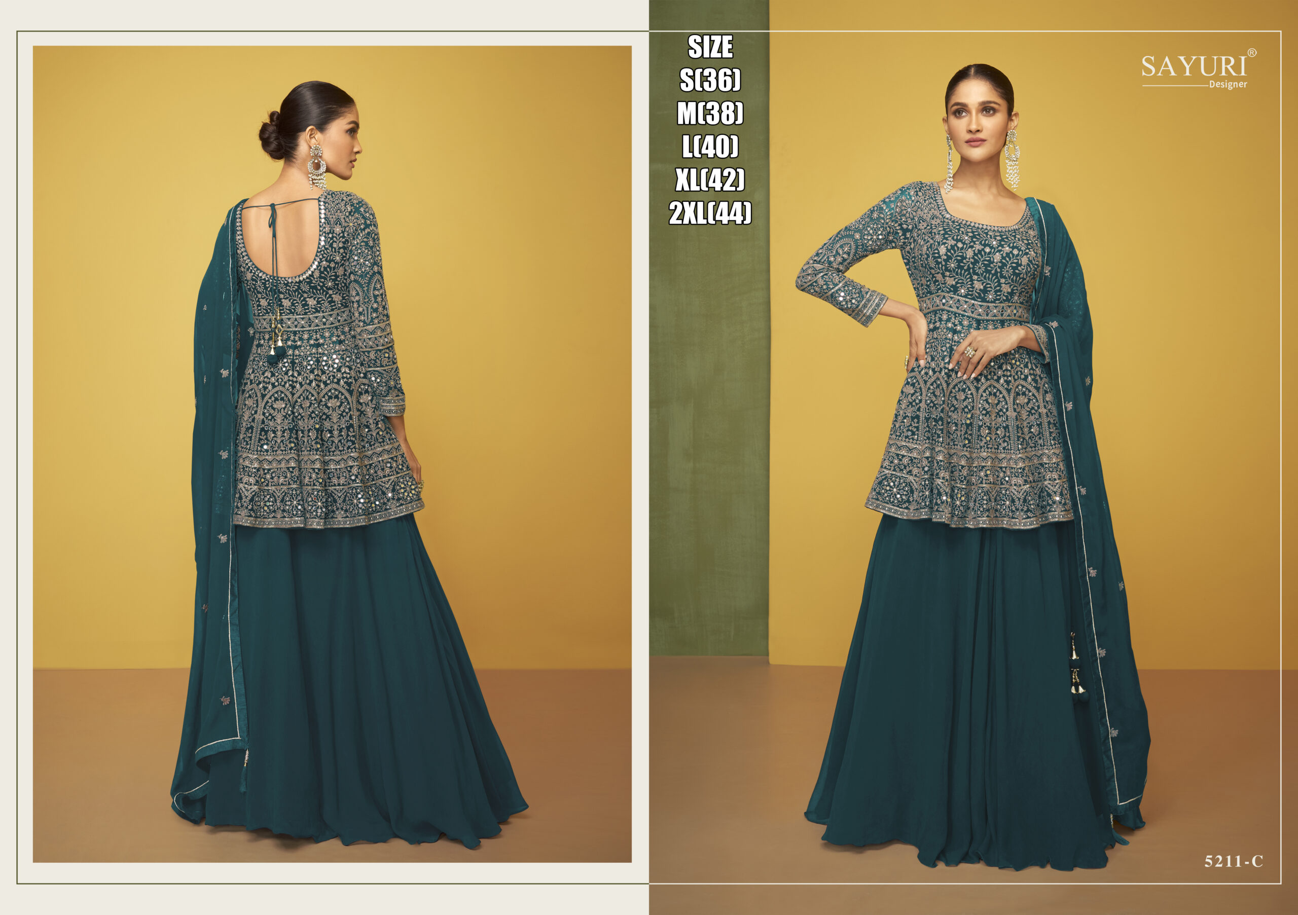 Sayuri Petals Gold Georgette Designer Salwar Suit Collection