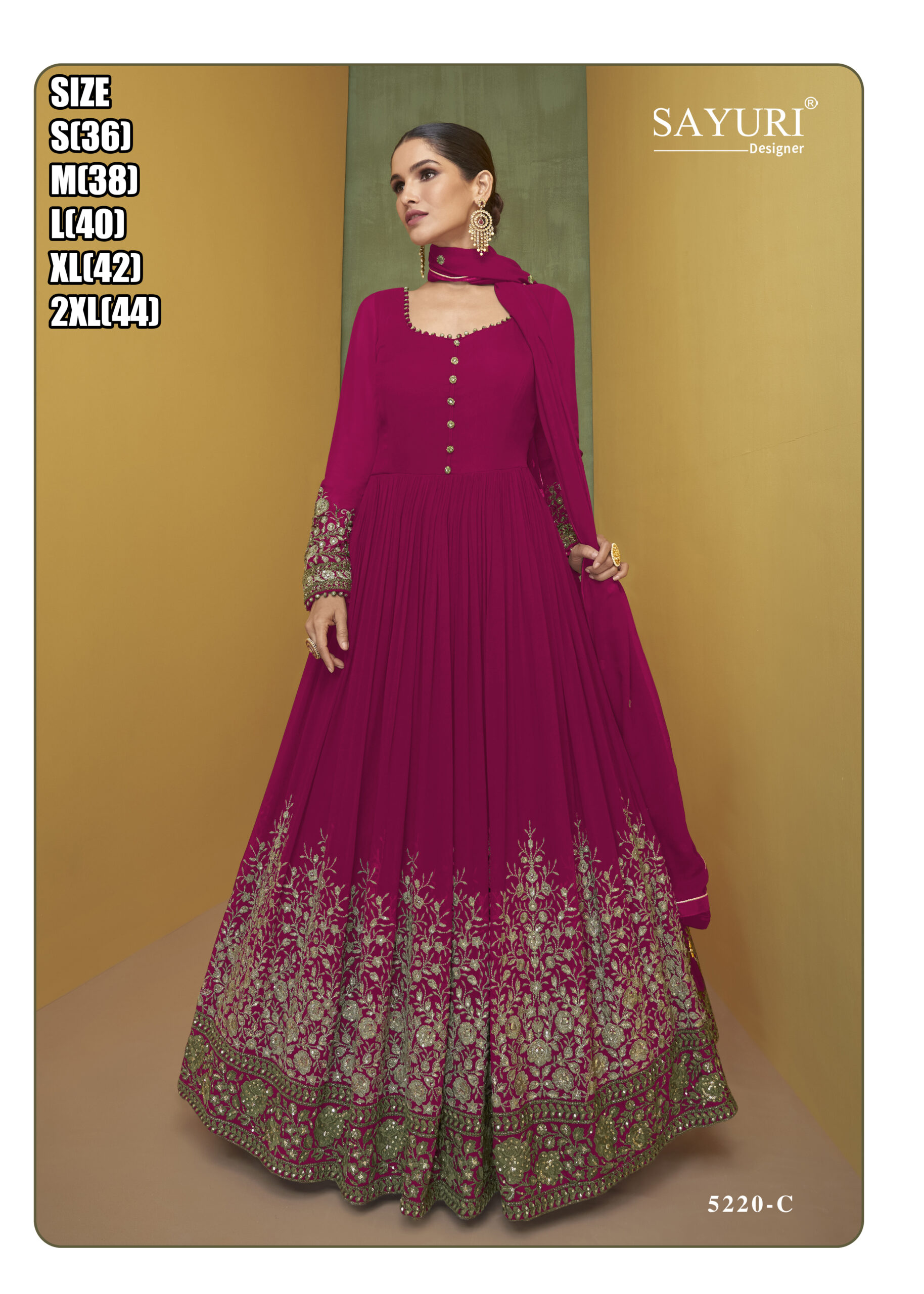 Sayuri Designer Present Alizeh 5220 Colour Designer Embroidered Gown Collection