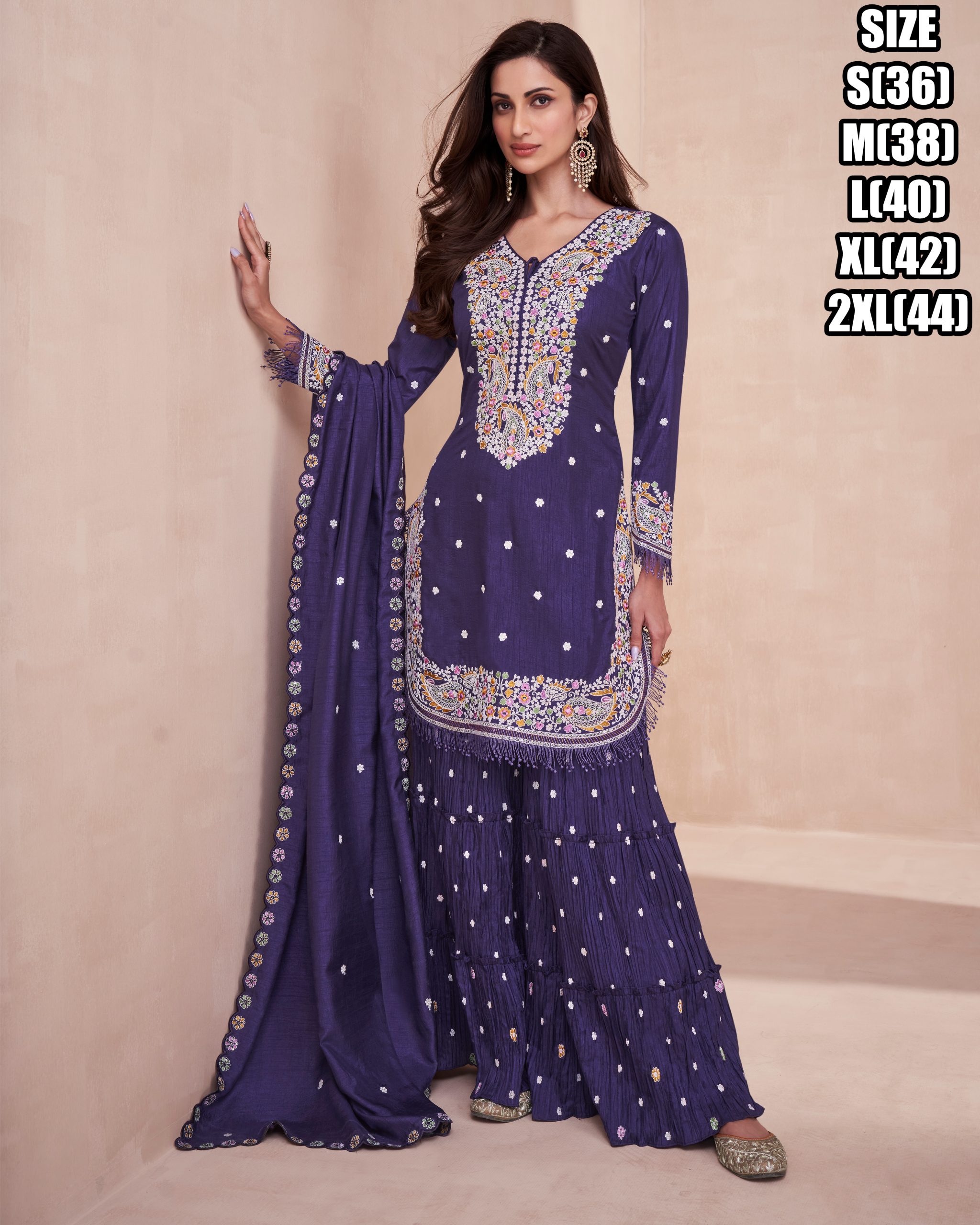 Unveil Opulence with our Stitched Designer Partywear Sharara Suit Elevate Every Celebration with Effortless Glamour