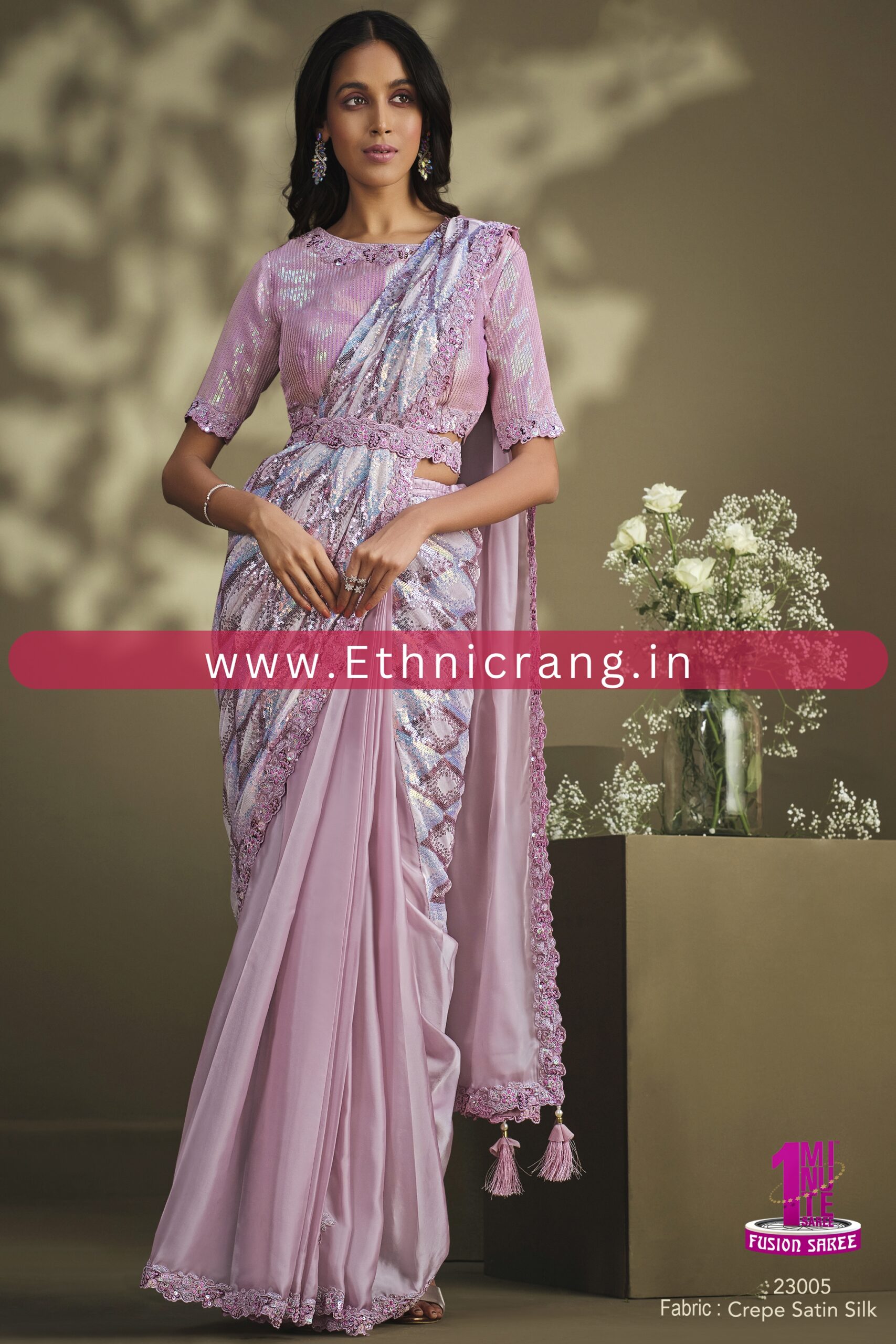 Ethnicrang Womens Ready To Wear Embroidery Saree With Blouse