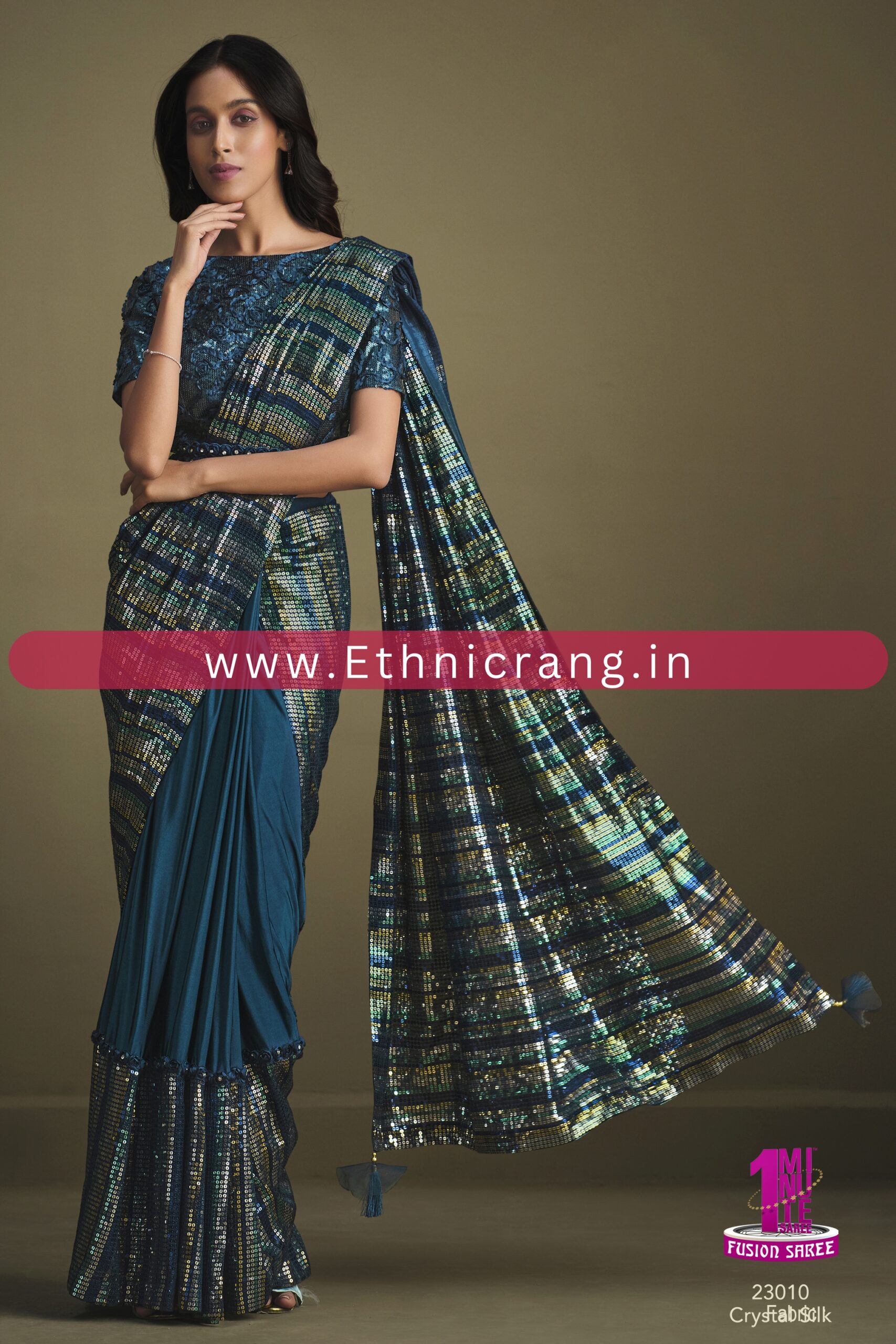 Ethnicrang Womens Ready To Wear Embroidery Saree With Blouse