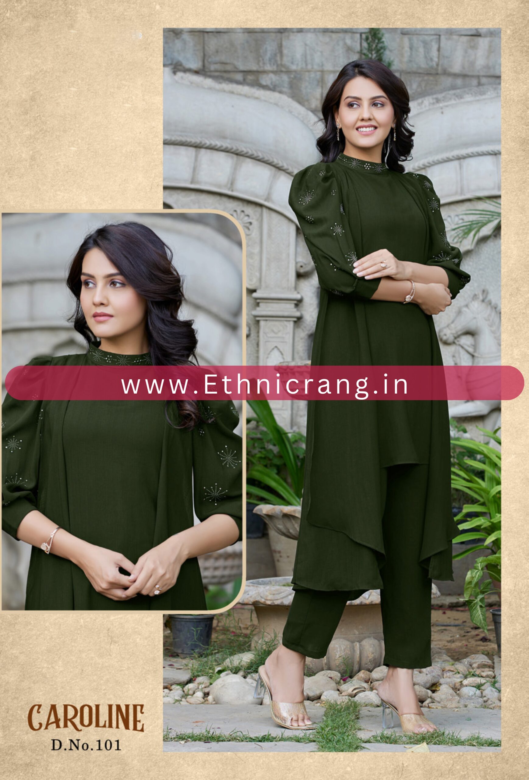 Ethnicrang Women's Gentalman Handwork Readymade Cord Set