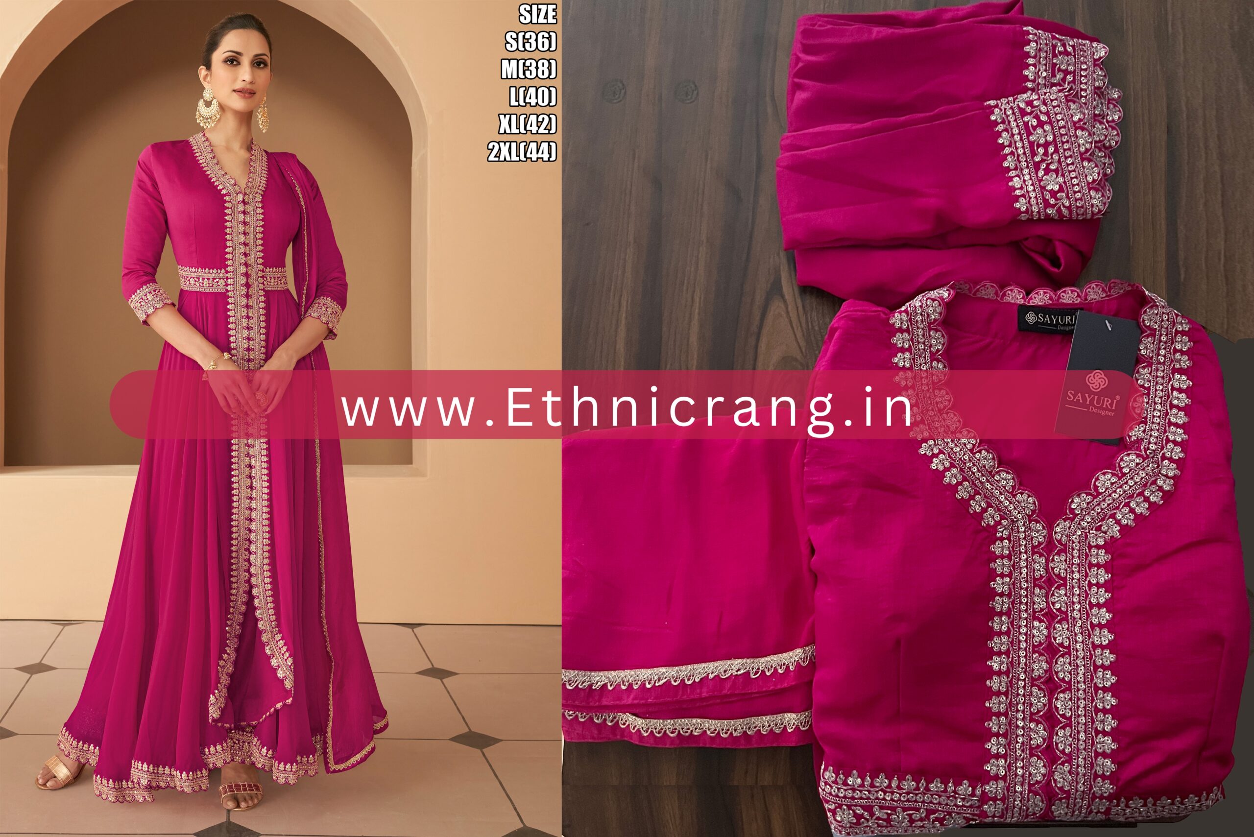 Readymade Real Georgette Partywear Embroidered Anarkali Gown