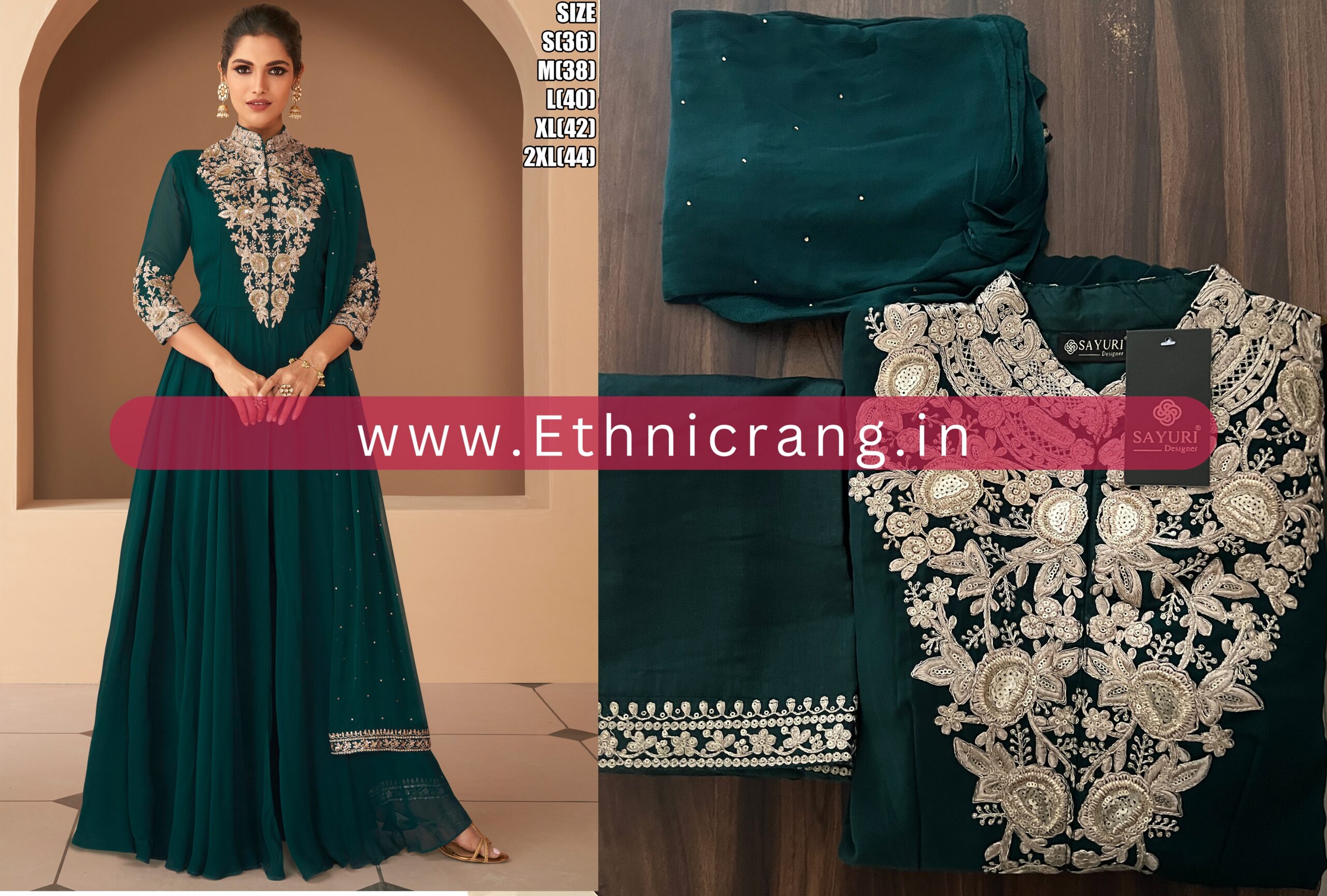Readymade Real Georgette Partywear Embroidered Anarkali Gown
