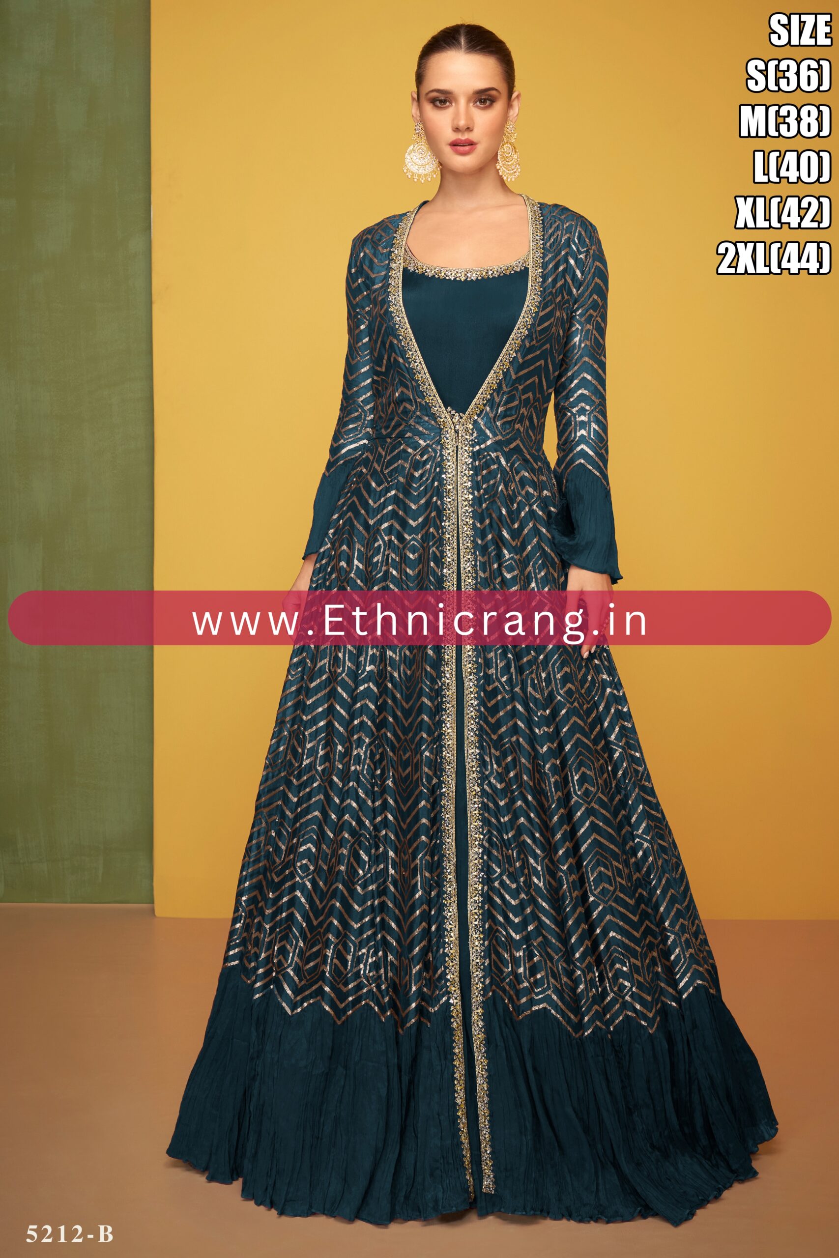 Ethnicrang Women's Premium Silk Embroidery Readymade Gown With Shrug