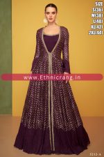 Ethnicrang Women's Premium Silk Embroidery Readymade Gown With Shrug