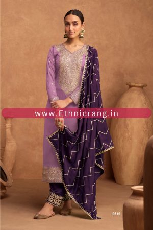 Ethnicrang Women's Premium Silk Embroidery Semi Stitched Salwar Suit