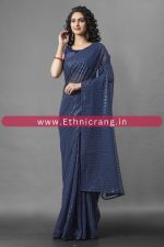 Ethnicrang Women's Heavy Georgette Silk Sequence Un-Stitched Saree With Banglori Blouse