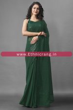 Ethnicrang Women's Heavy Georgette Silk Sequence Un-Stitched Saree With Banglori Blouse