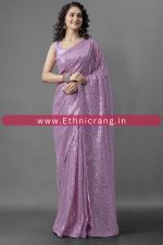 Ethnicrang Women's Heavy Georgette Silk Sequence Un-Stitched Saree With Banglori Blouse