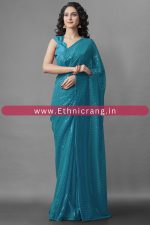 Ethnicrang Women's Heavy Georgette Silk Sequence Un-Stitched Saree With Banglori Blouse